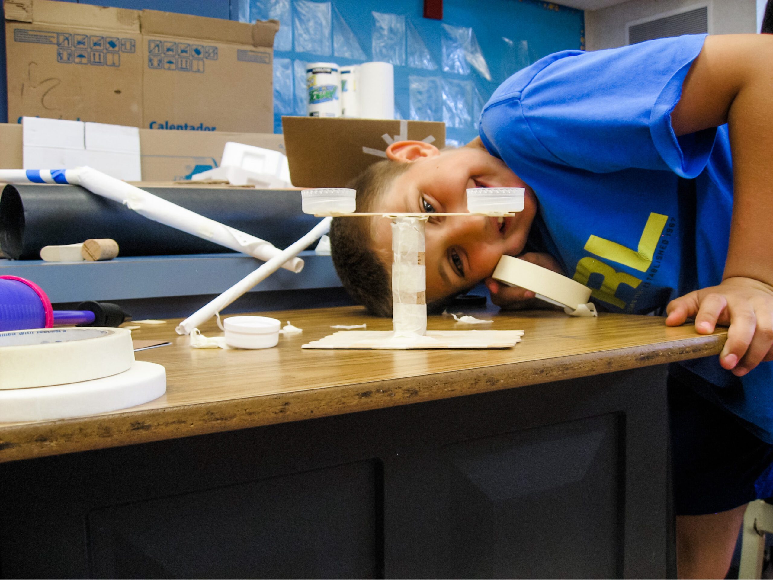A child working on a challenge